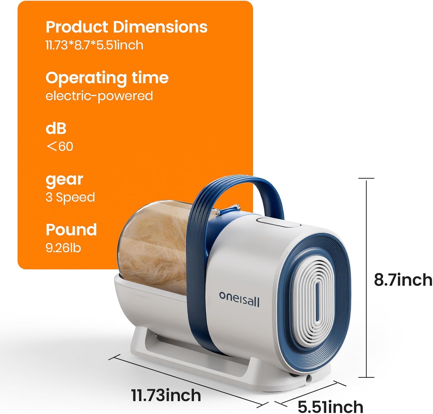 oneisall Dog Grooming Vacuum, Pet Grooming Vacuum with Clipper Nail Grinder