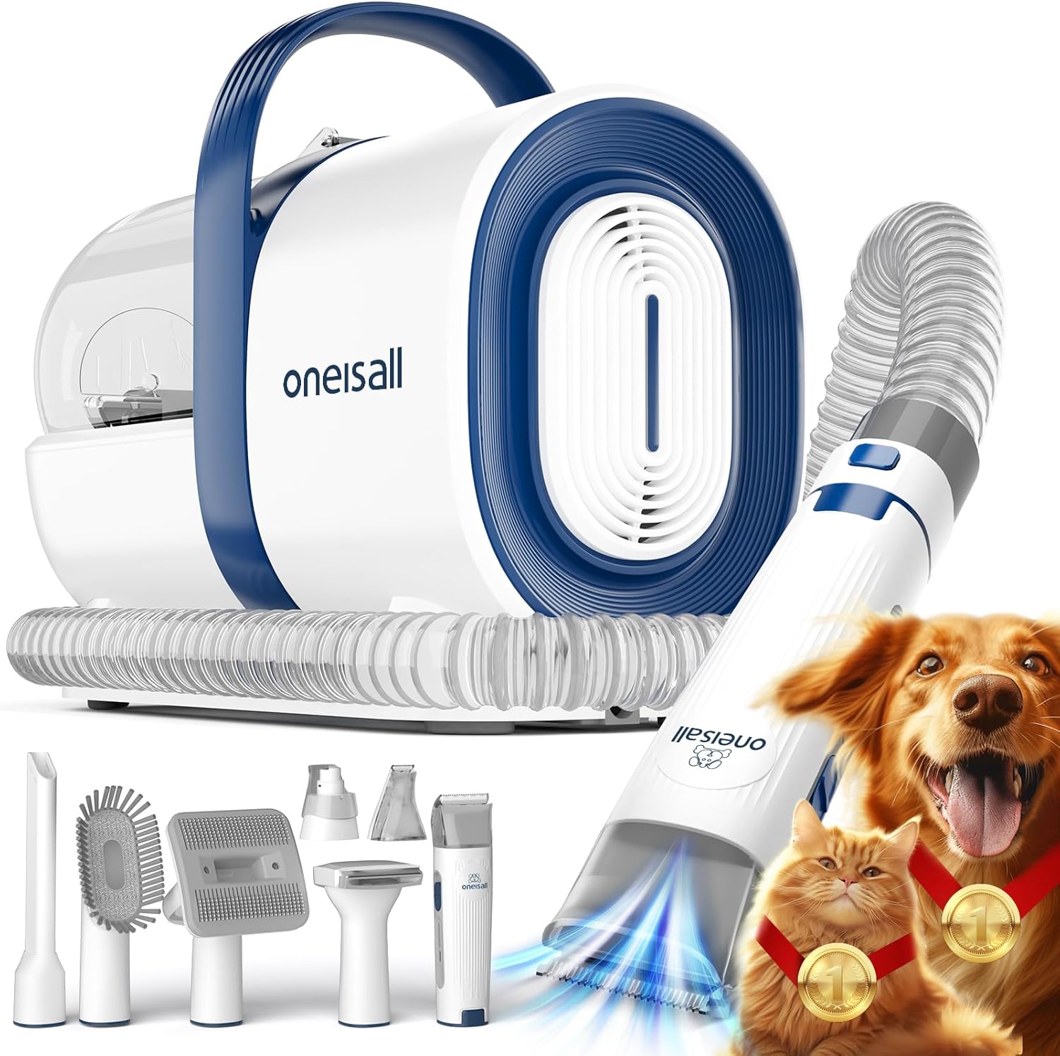 oneisall Dog Grooming Vacuum, Pet Grooming Vacuum with Clipper Nail Grinder