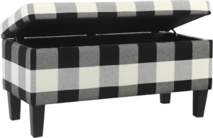 homepop upholstered rectangular storage ottoman with wood tray