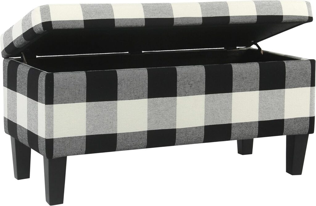 homepop upholstered rectangular storage ottoman with wood tray