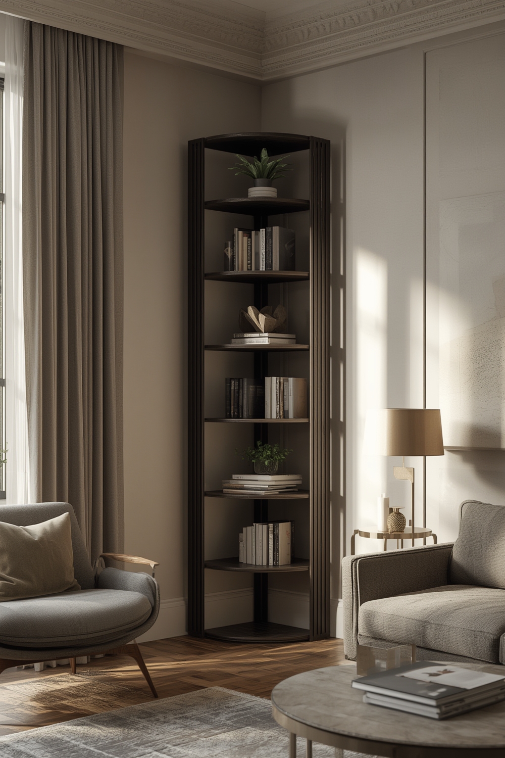 corner bookshelf product view