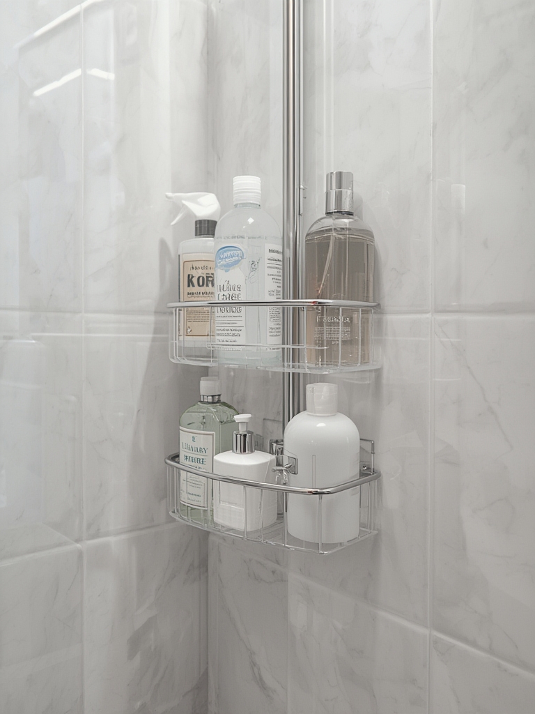 shower caddy in action