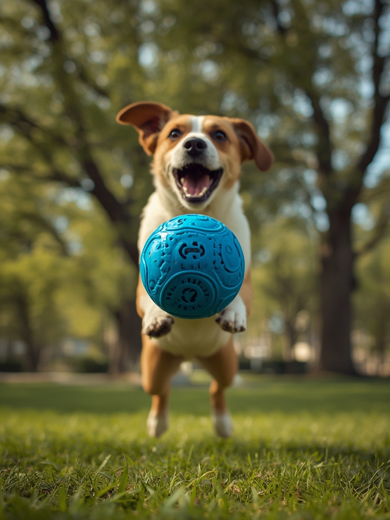 dog ball in action
