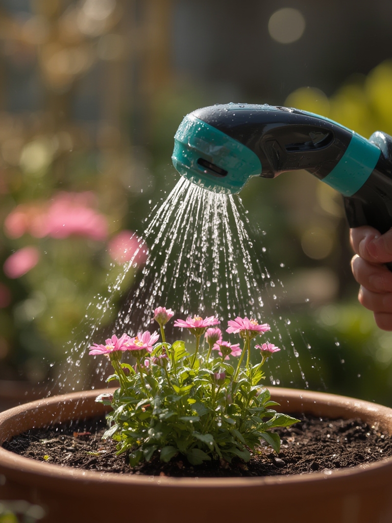 watering wand in action