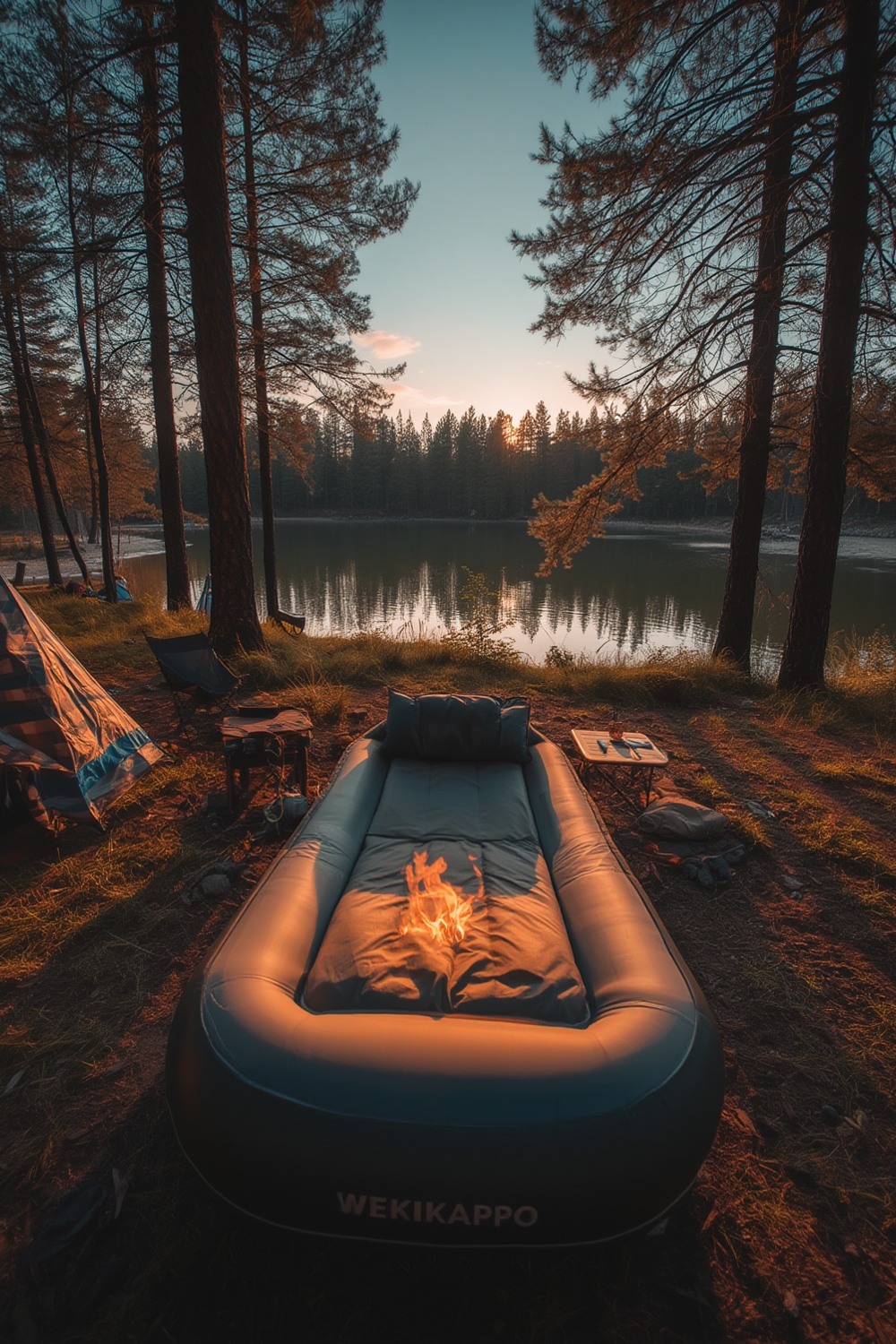 inflatable lounger relaxing outdoor setup