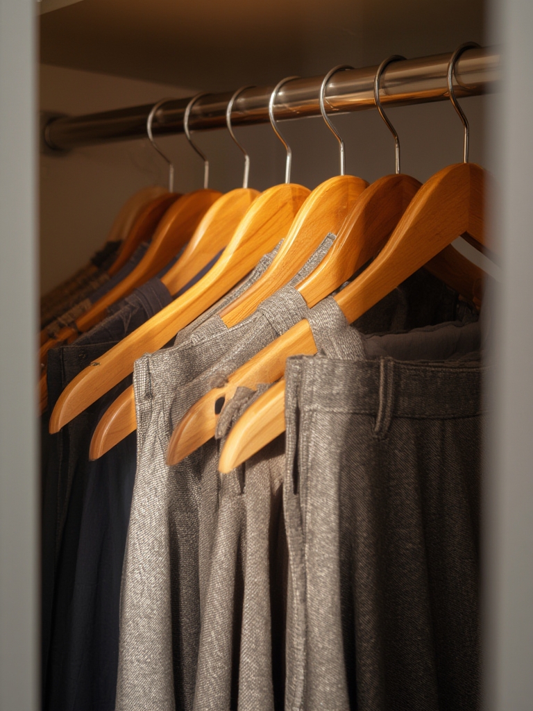 wooden hangers in action