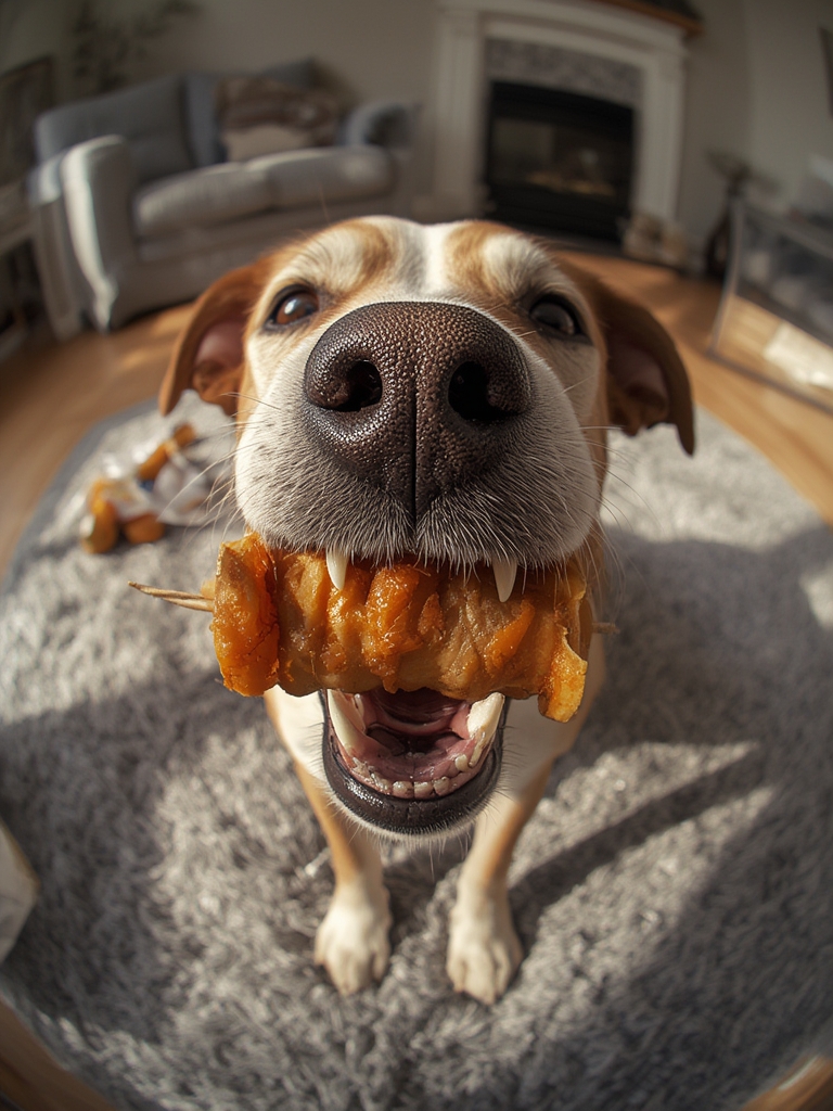 dog treats in action