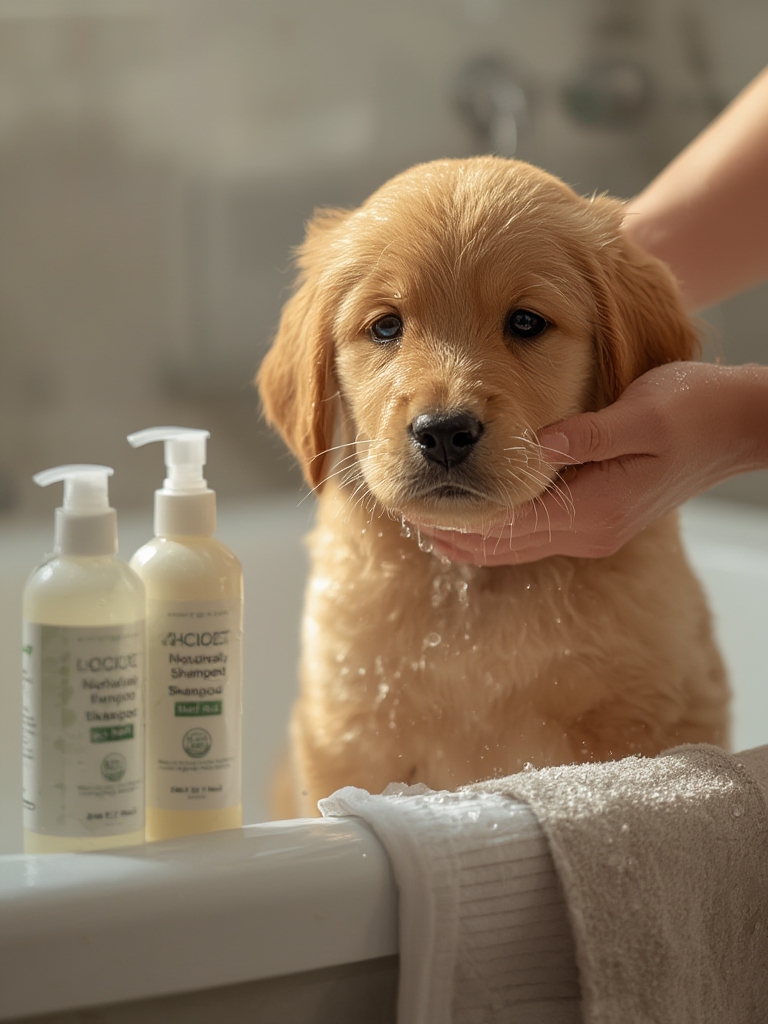 puppy shampoo in action