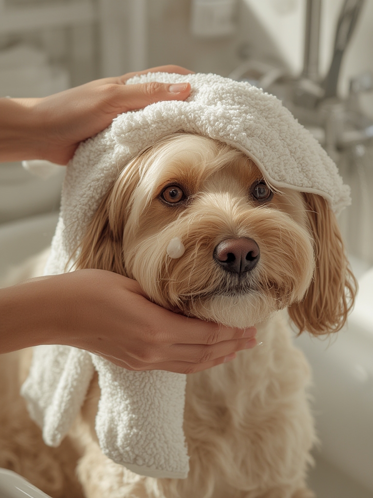 dog shampoo in action