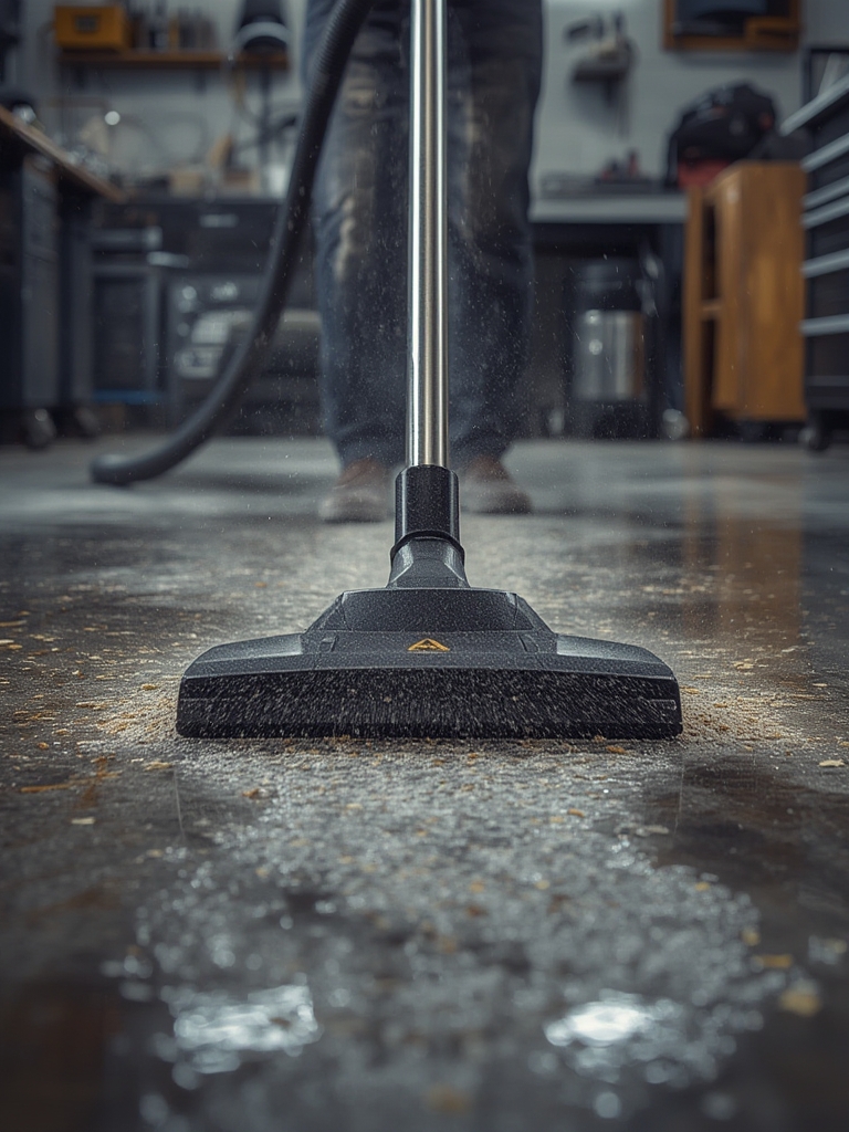 shop vacuum in action